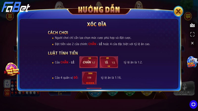 Cách chơi game xóc đĩa Fabet chi tiết